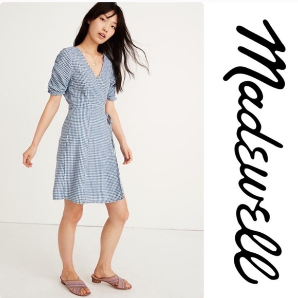 Madewell Dresses & Skirts - Madewell Linen/Cotton Gingham Wrap Dress